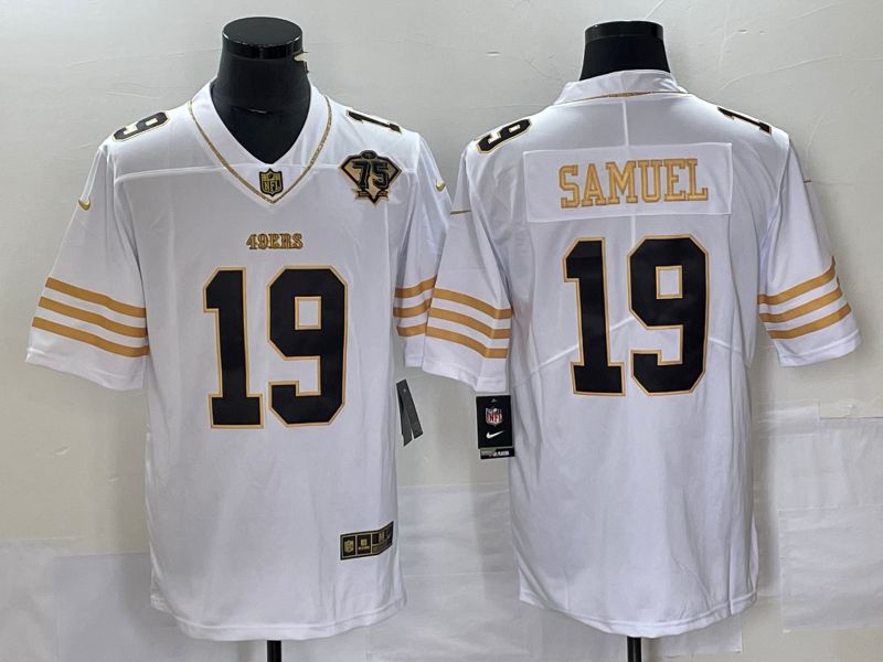 Men San Francisco 49ers #19 Samuel 75th Nike White Gold Game Player NFL Jersey